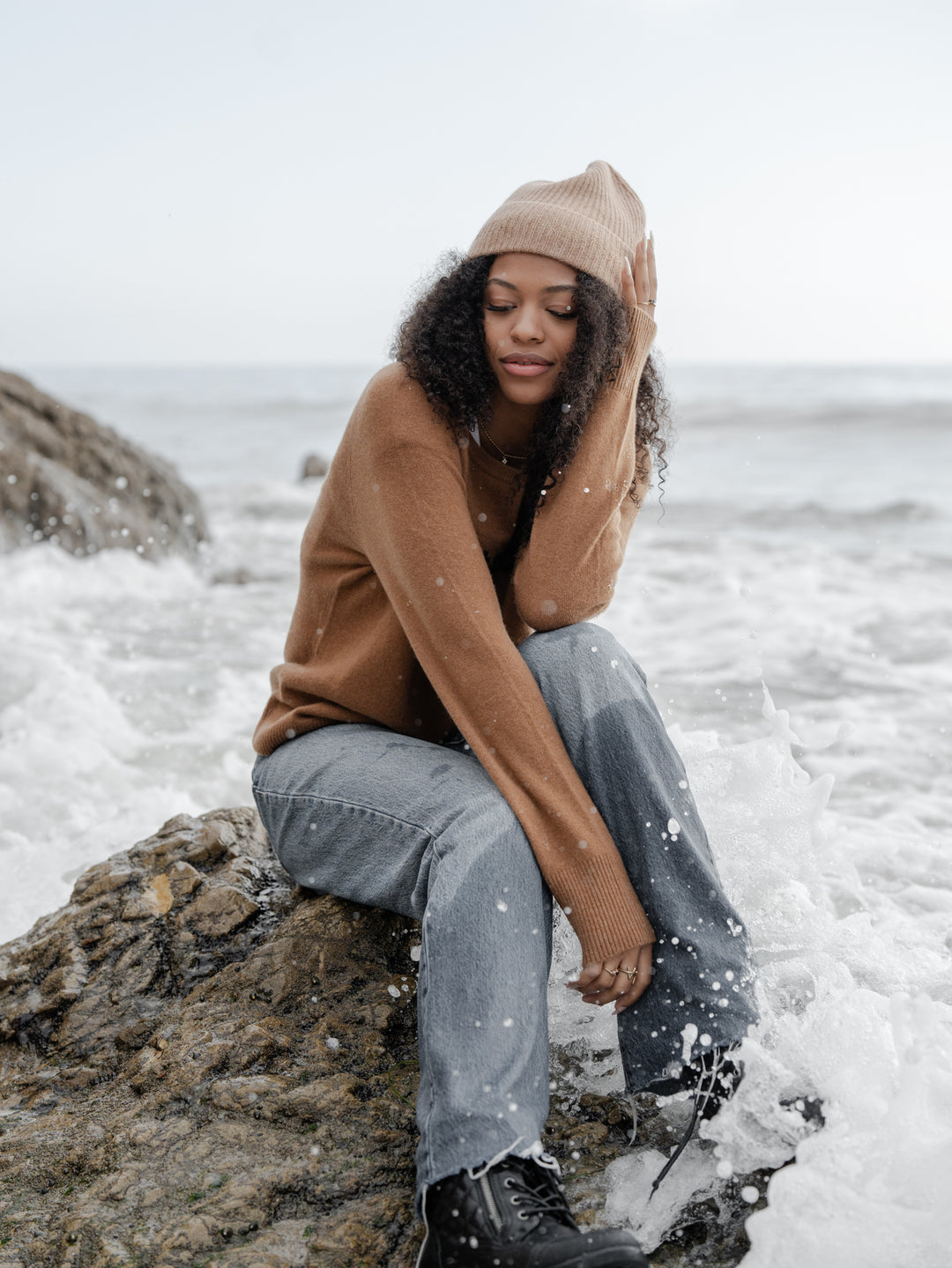 the cashmere oatmeal beanie