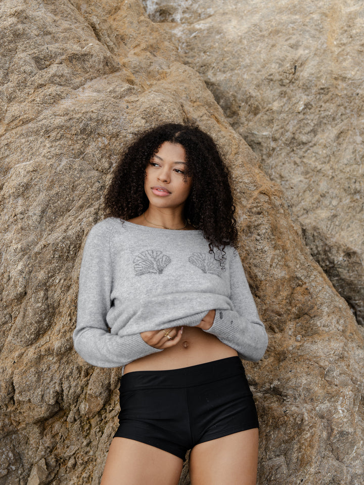 Broken Shell Cashmere Sweater in Grey