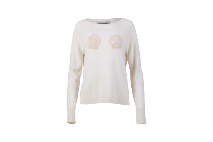 Broken Shell Cashmere Sweater in White