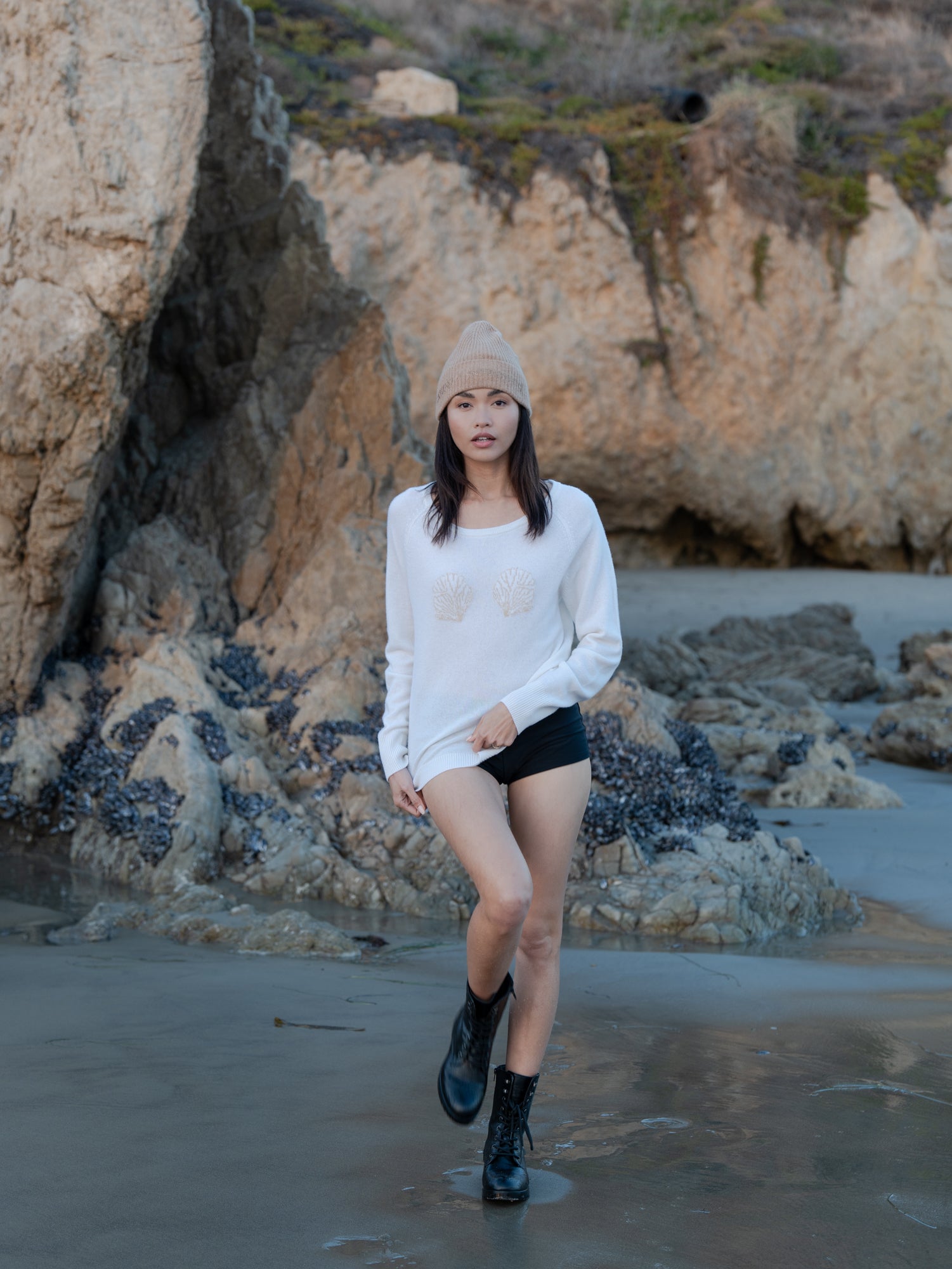 Broken Shell Cashmere Sweater in White – Catnip and Seaweed